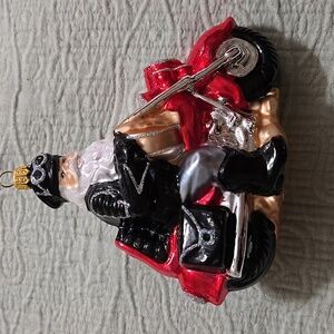 Santa Claus on Motorcycle Holiday Ornament